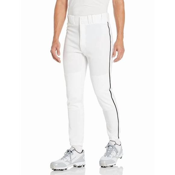Pantalón Premier con Ribete Mizuno para Hombre, Blanco-Negro - Extra Pequeño