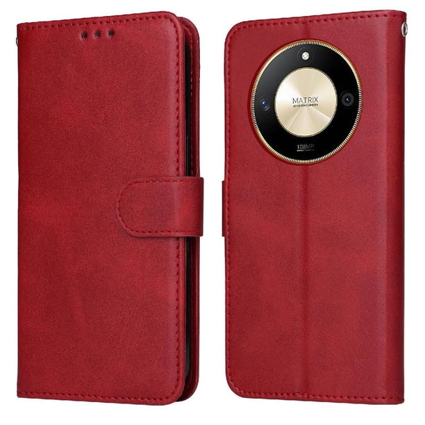 Funda Billetera para Honor X9B con Porta Tarjetas y Soporte Ajustable Rojo