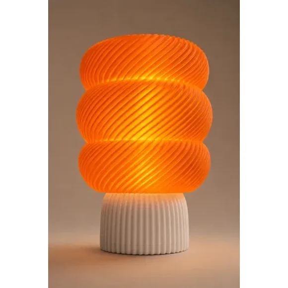 Lámpara de Mesa Velador SLVJE Mallow Glow E27 Impresa en 3D Blanco / Naranja + Ampolleta