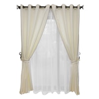 Mallorca - Set De Cortinas Rústica Con Argollas 8 Piezas Crudo