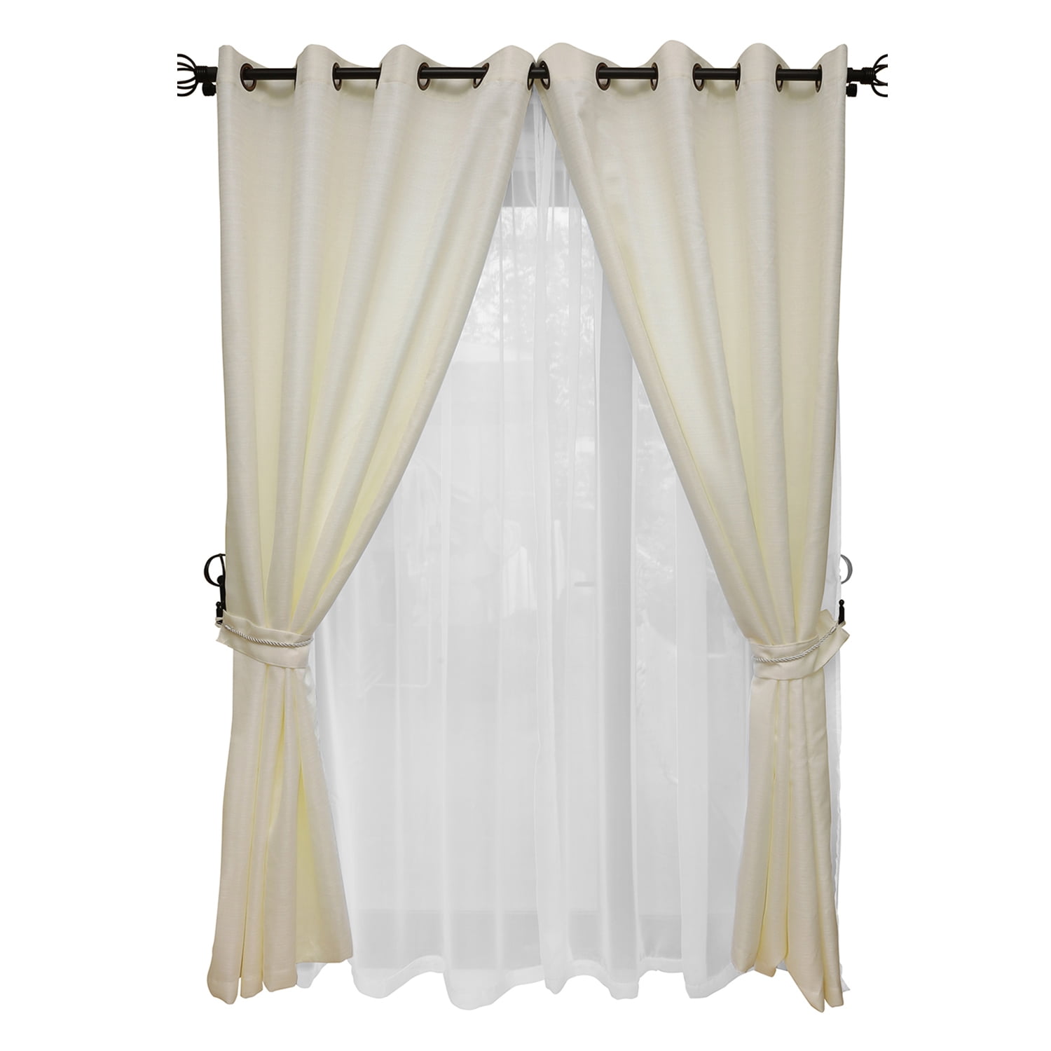 Mallorca - Set De Cortinas Rústica Con Argollas 8 Piezas Crudo