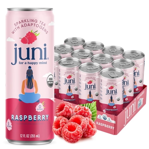Bebida Espumosa Adaptógena Juni Raspberry, Paquete De 12,