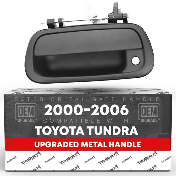 Manija de Portón Mejorada de Metal, Compatible con Toyota Tundra 2000-2006 - Conjunto Exterior de Portón, Negro Texturizado, con Orificio para Llave - OEM 69090-0C010-Metal, 80866, TO1915110