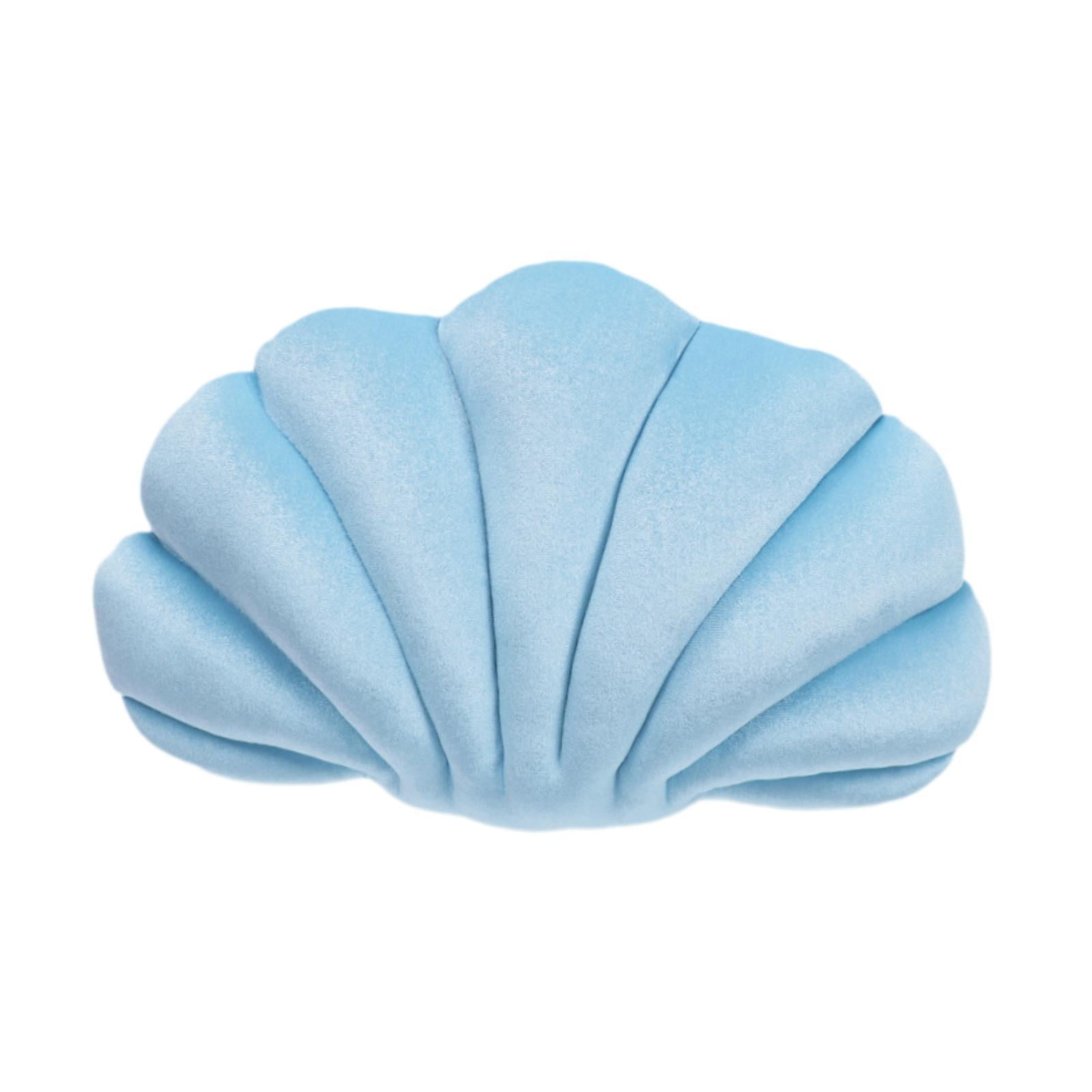 Magideal - Almohada Decorativa Concha Mar Throw Pillow Cojín Dormitorio Sofá Poliéster Pp Algodón Adecuado Para Adultos Regalo Cumpleaños Lectura Oficina Viaje Azul Claro 34x25cm