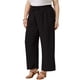 thumbnail image 4 of Pantalones Palazzo de Talla Grande para Mujer de Agnes Orinda con Pliegues, Cintura Alta Elástica con Cordón, Pantalones Casuales de Pierna Ancha con Bolsillos 4X Negro, 4 of 5