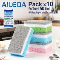 Aileda Esponja / Estropajo Abrasivo Multiusos Doble Cara Kit De 5 Piezas （En Total 50 Unidades）