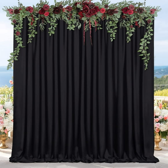 Cortinas De Fondo 152x244cm Poliéster 2 Paneles Negro