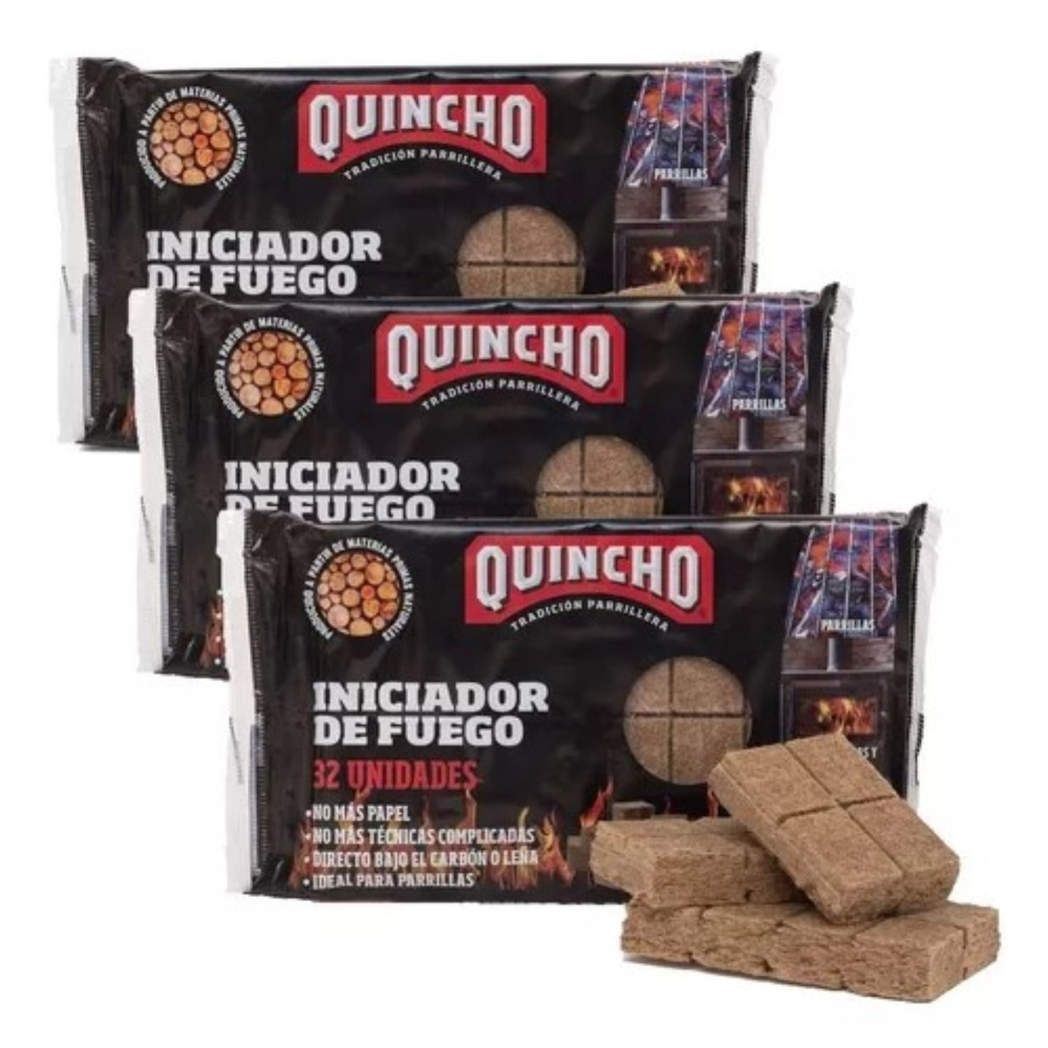 Quincho - Set Iniciador De Fuego X3 Parrilla Carbon Leña Asado Bbq