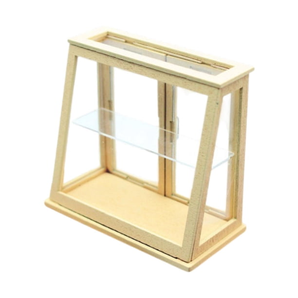 Gabinete de Panadería para Casa de Muñecas, Mini Estuche de Panadería, Accesorios para Casa de Muñecas a Escala 1:12, Muebles para Casa de Muñecas Par Color madera