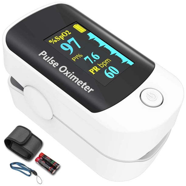 Oxímetro de pulso Amemo para la yema del dedo, monitor de oxígeno en sangre gris y blanco