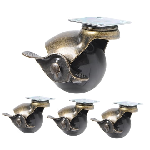 Ioensy - Juego De 4 Ruedas Giratorias De Bola Con Freno De Latón, Estilo Antiguo Vintage Para Silla De 2 Pulgadas
