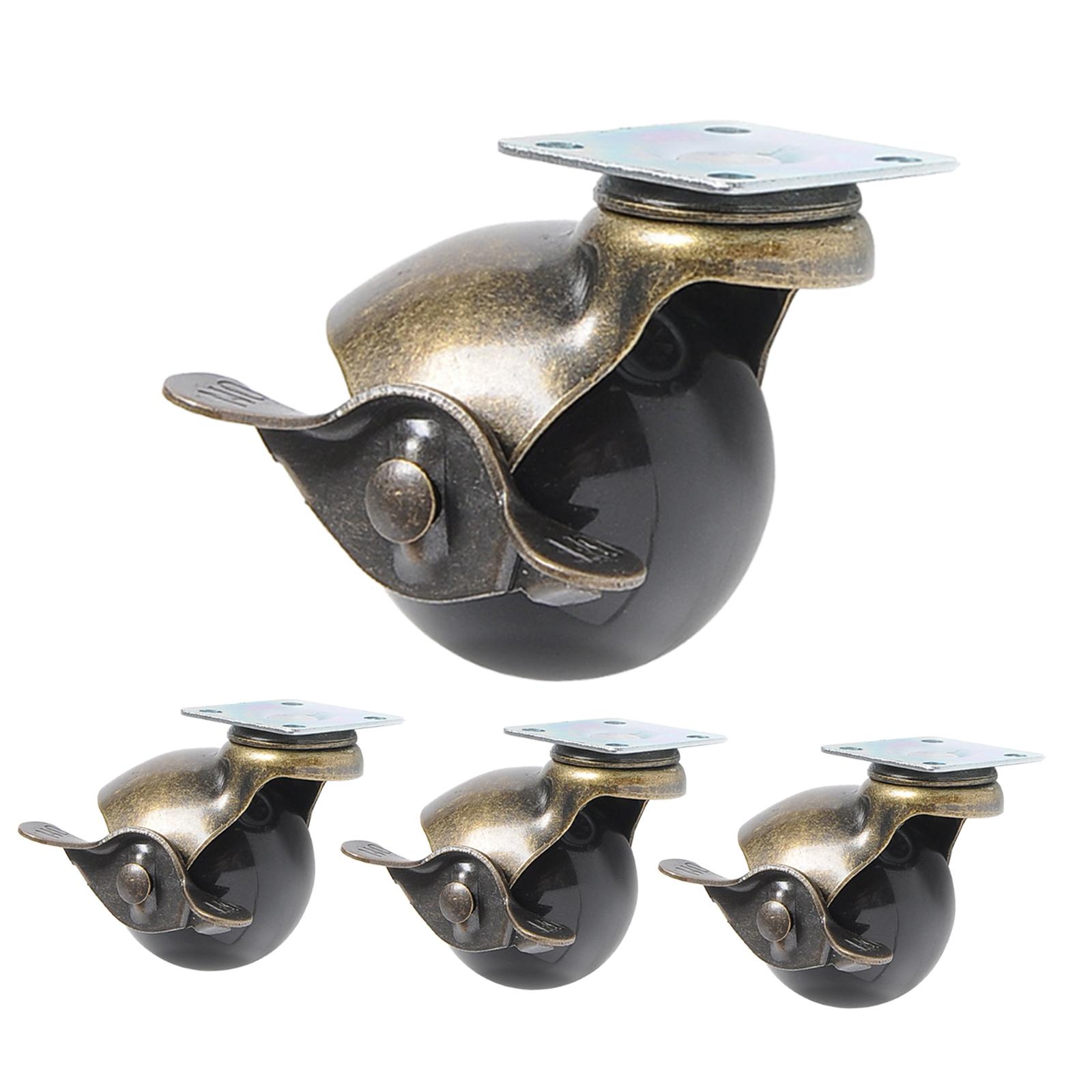 Ioensy - Juego De 4 Ruedas Giratorias De Bola Con Freno De Latón, Estilo Antiguo Vintage Para Silla De 2 Pulgadas
