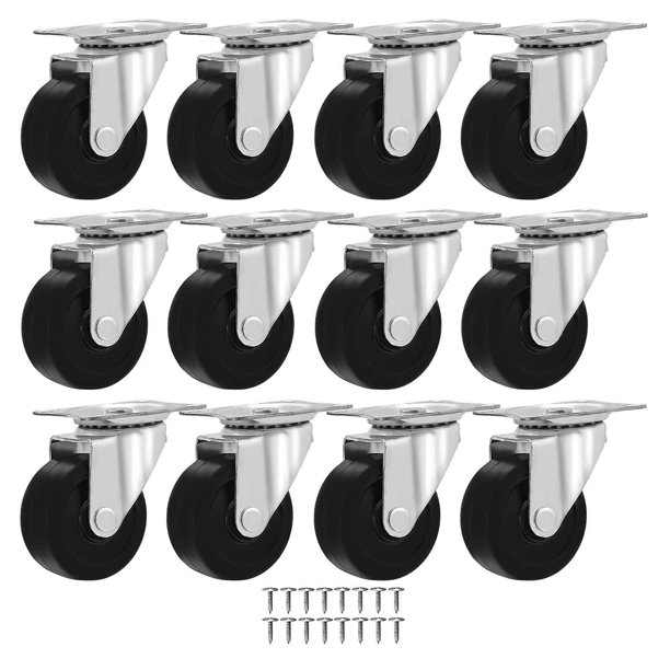 Ruedas Caster Wheels MegaDeal, paquete de 12 unidades, 5 cm, goma giratoria, 23 kg de carga