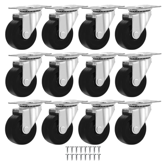 Ruedas Caster Wheels MegaDeal, paquete de 12 unidades, 5 cm, goma giratoria, 23 kg de carga