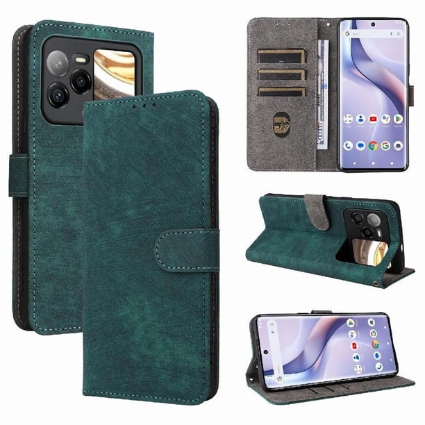 Funda Billetera para BLU Bold N4 con Soporte - Cartera de Cuero con Ranuras Verde