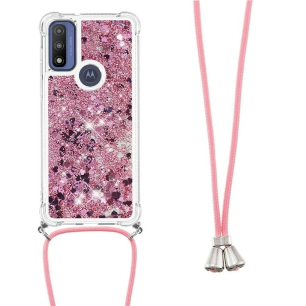 Funda FOXDOCK para Motorola Moto G Pure con Cuerda Ajustable, Brillo Líquido, Protección Antigolpes y Lente – Ideal para Regalo