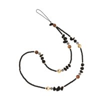 Magideal - Elegante Pulsera Con Dije Para Teléfono Celular, Cordón De Perla De Moda Para Teléfono Celular, Pulsera De Perla, Llavero, Decoración Para Teléfono Ce Negro