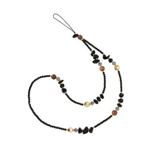 Magideal - Elegante Pulsera Con Dije Para Teléfono Celular, Cordón De Perla De Moda Para Teléfono Celular, Pulsera De Perla, Llavero, Decoración Para Teléfono Ce Negro