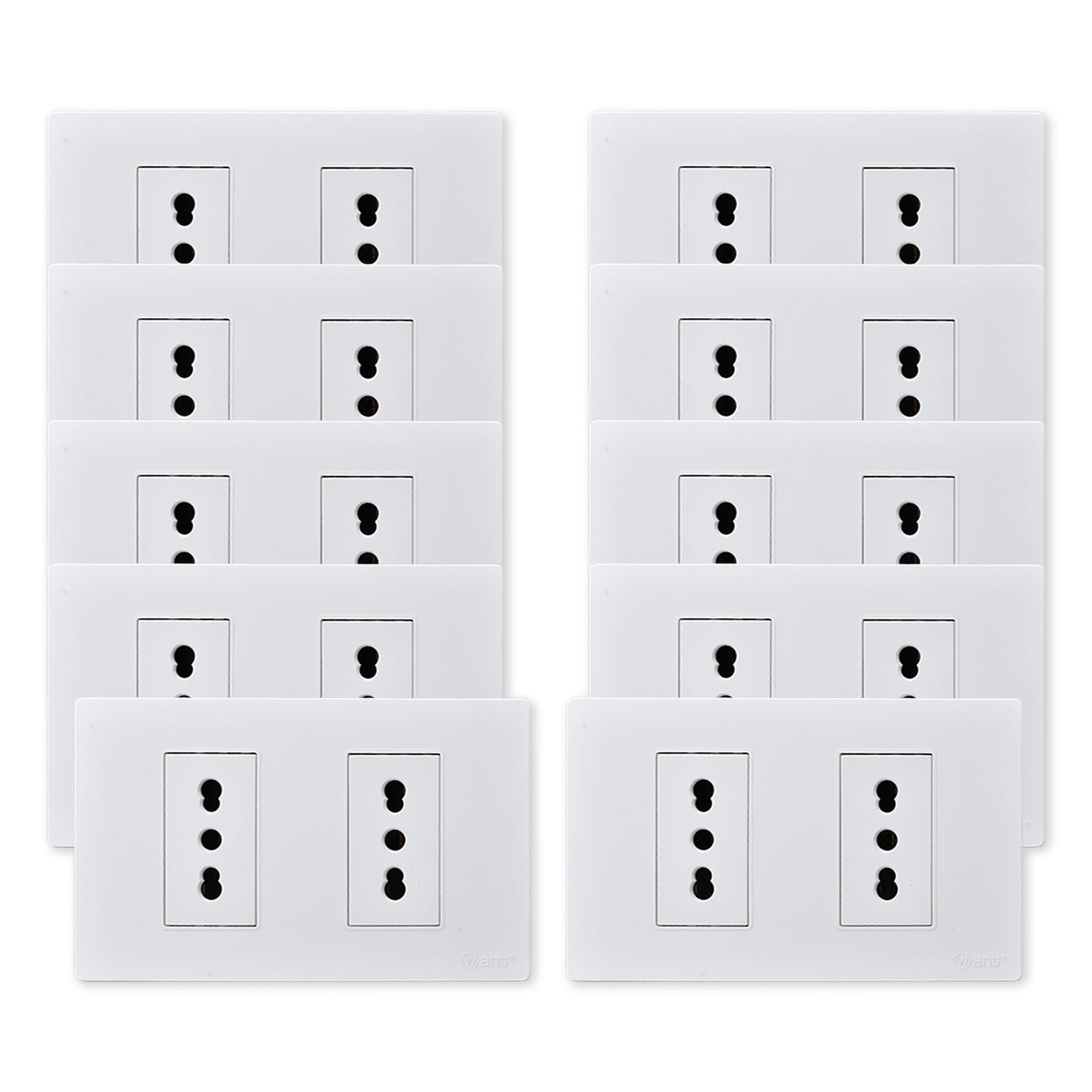 Want - Pack 10 Tomacorriente Doble Metálico 16a - Blanco