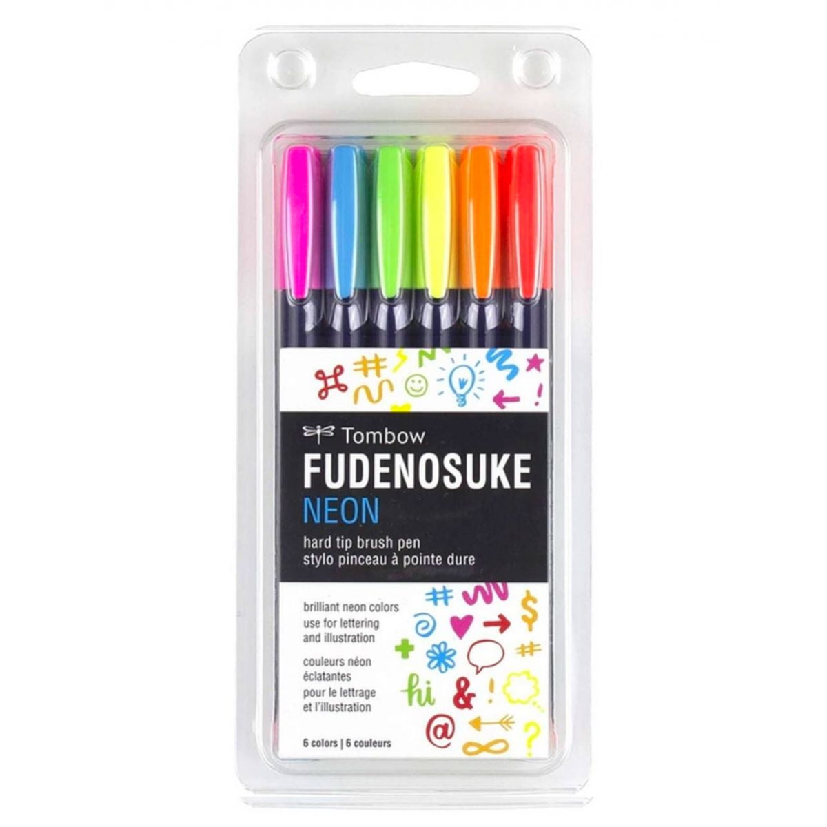 Set Marcadores Tombow Fudenosuke Set 6 Colores Neon