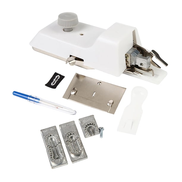 Prensatelas para ojales, herramienta para hacer agujeros, dispositivo portátil con orificio para botón de bloqueo ajustable, máquina de coser doméstic