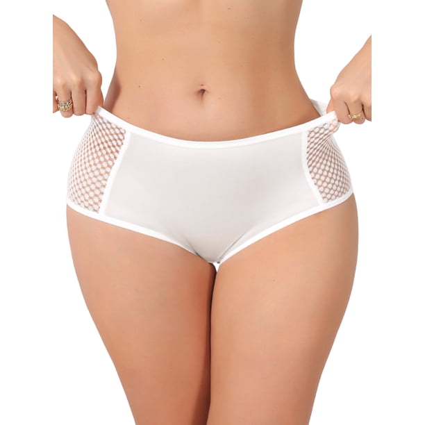 INSPIRE CHIC Bragas de Mujer de Cintura Alta Control de Abdomen Ropa Interior Adelgazante Panty de Malla Transpirable Grande Blanco
