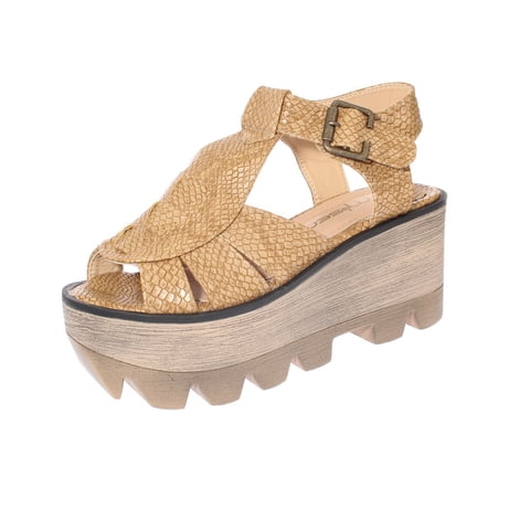 Sandalia Plataforma Beige Vía Franca