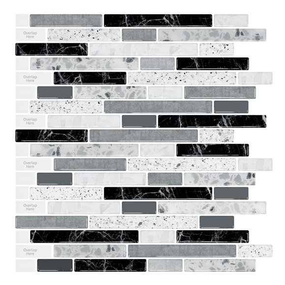 Baldosas decorativas de vinilo LONGKING, 10 hojas, autoadhesivas, color gris