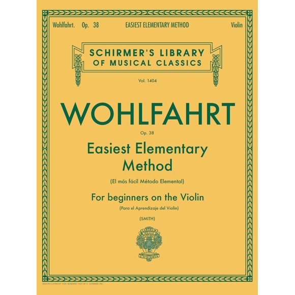 Partitura para violín G. Schirmer, Inc. Op. 38
