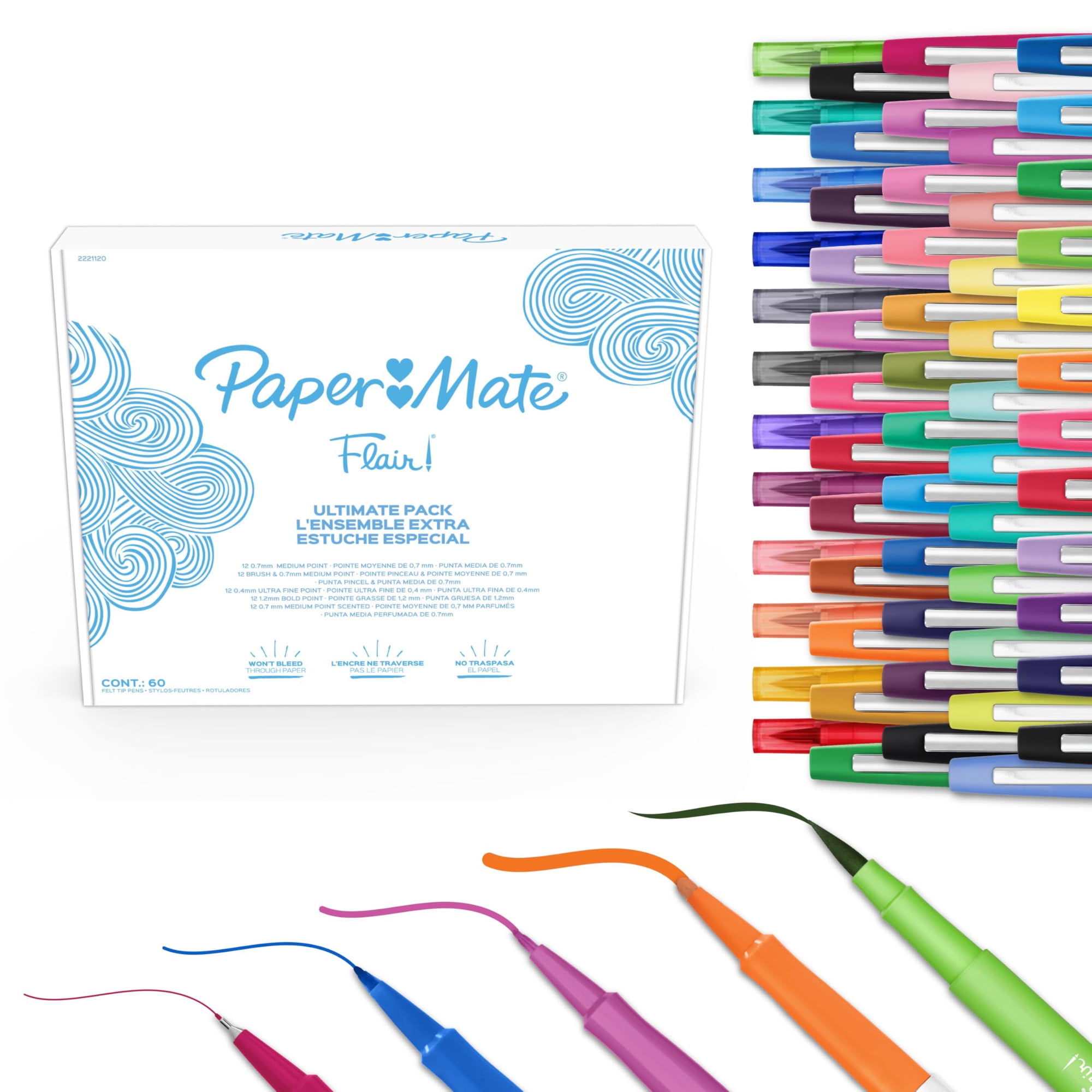 Paper Mate‌ - Paquete Definitivo De Bolígrafos Con Punta De Fieltro Paper Mate Flair, 60 Colores