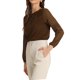 thumbnail image 4 of INSPIRE CHIC Blusa de Chifón para Mujer Cuello con Abertura Manga de Parches Elegante Top de Trabajo XS Marrón Oscuro, 4 of 6