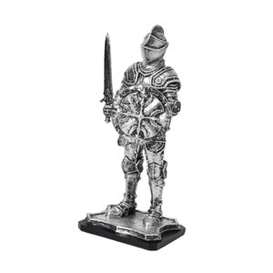 Magideal - Escultura De Estatua De Caballero, Decoración De Mesa Creativa Vintage, Figura De Caballero Para Entrada, Estantería, Escritorio De Oficina, Regalo De Plata