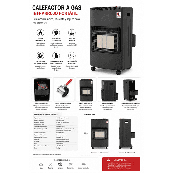 Calefactor Con Conexión A Gas Para Interior