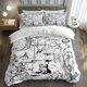 thumbnail image 1 of 3pcs January Creative Diary Style Bedding Set Duvet Cover and Pillowcase Set Soft and Comfortable for All Seasons, 1 of 5