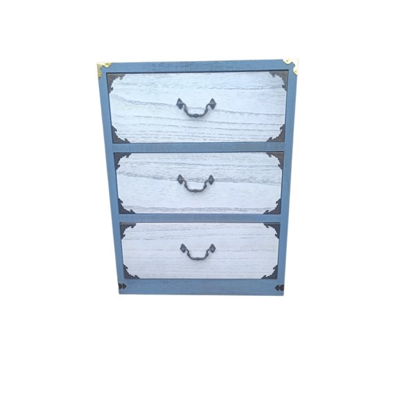 VELADOR MADERA 3 CAJONES RUSTICO GRIS AZULADO