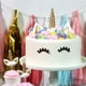 thumbnail image 4 of Adorno para tarta de unicornio, hecho a mano, dorado, con forma de cuerno de unicornio reutilizable, orejas y pestañas, ideal para fiestas de cumpleaños y bodas (dorado)., 4 of 7