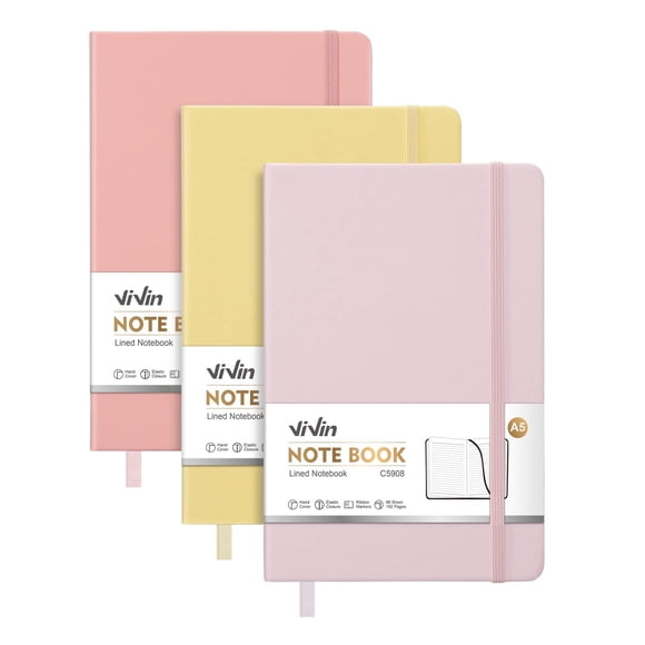 Cuaderno ViVin A5 Rayado 192 pág. Pack de 3 14 × 21 cm