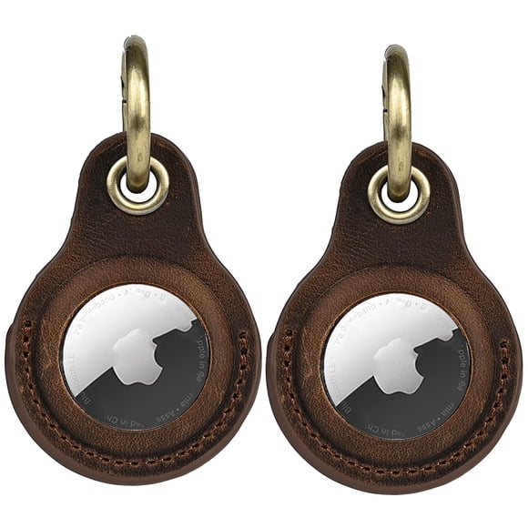 Juego de 2 llaveros de cuero genuino para AirTag, compatible con Apple AirTags, funda para llaves, segura para rastreo de mascotas y prevención de pérdida