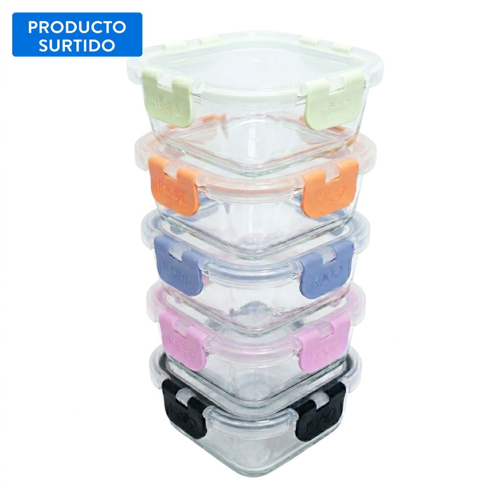 Hermético Cuadrado Vidrio 320ml 1 Pieza, Color Surtido 1 Un Keep