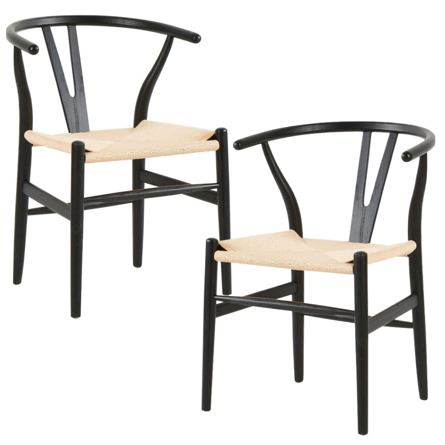 Pandalino - Pack 2 Silla Wishbone Nórdica | Madera | Natural & Negro Cafe