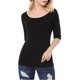 thumbnail image 4 of INSPIRE CHIC Camisetas de Mujer para Regreso a Clases con Cuello de Barco, Mangas Medias, Ajustadas, para Capas, Suaves, Talla L, Negro, 4 of 8
