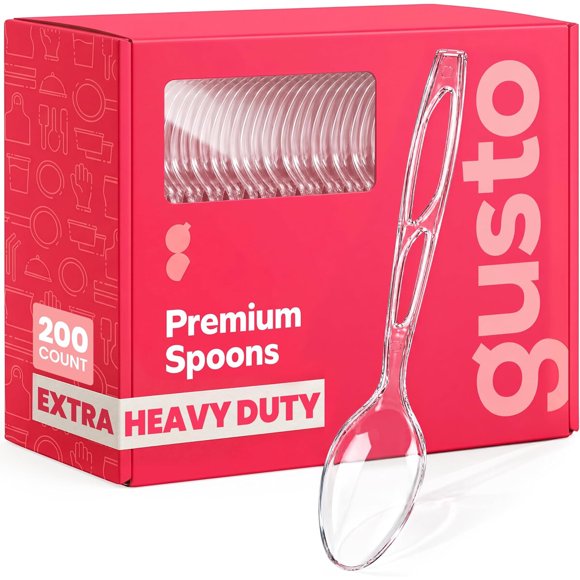 GUSTO 200 Count Premium Heavyweight Spoons Plastic Disposable