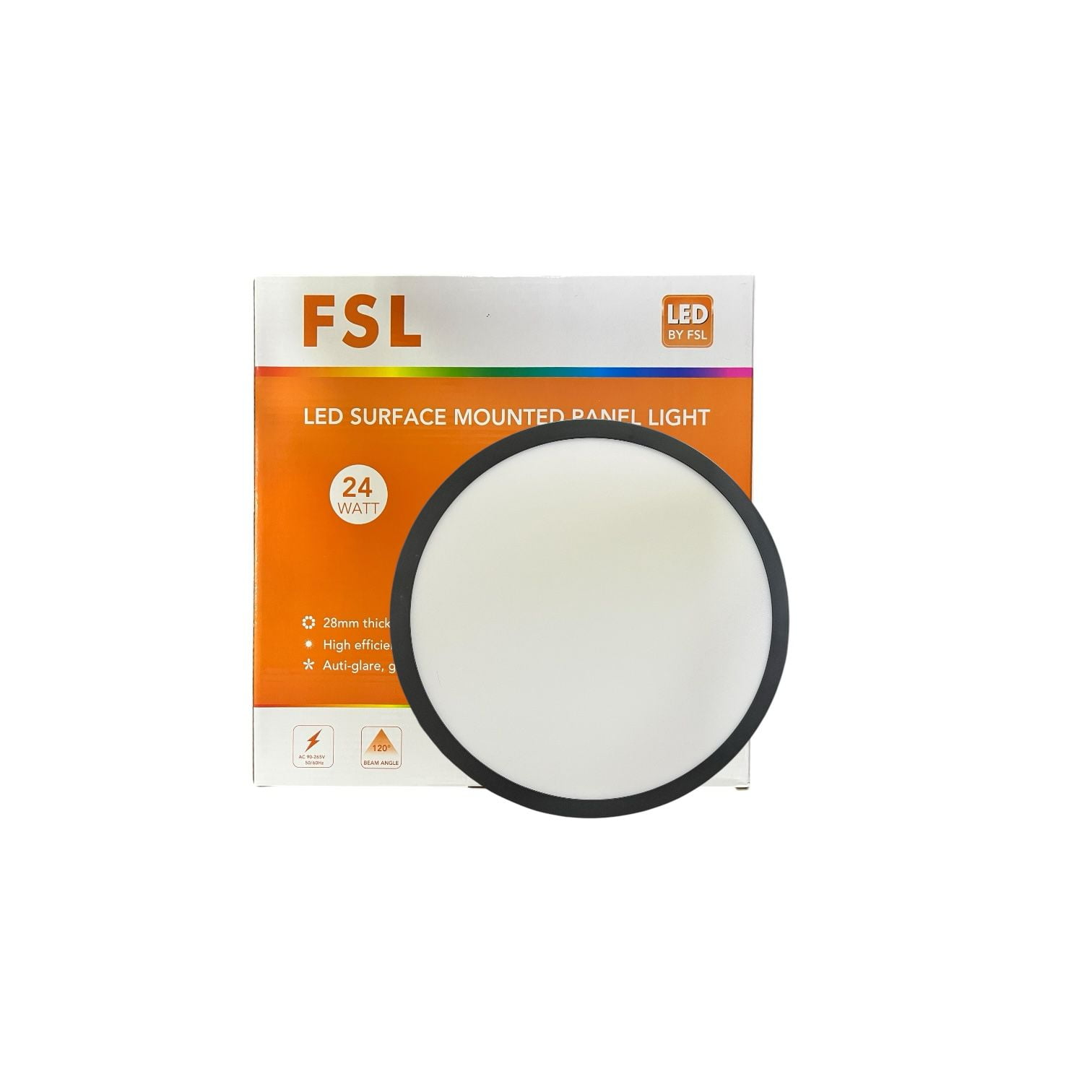 Fsl - Panel Led Sobrepuesto Redondo Negro 24w 6500k – Luz Fría