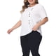 thumbnail image 4 of Agnes Orinda Camiseta de Mujer Talla Grande Manga Corta Cuello Redondo Blusas de Algodón Lino Talla 3X Blanco, 4 of 6