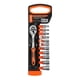 thumbnail image 1 of Pack De Llave Chicharra 1/4 Pulgada Y Juego De Dados. Gris, 1 of 2