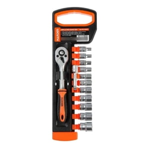 Metalfer - Pack De Llave Chicharra 1/4 Pulgada Y Juego De Dados. Gris