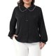 thumbnail image 1 of Agnes Orinda Conjuntos de Halloween para Mujeres Camisas de Talla Grande Mangas Largas Estilo Peter Pan Blusa de Chifón con Botones 4X Negro, 1 of 6