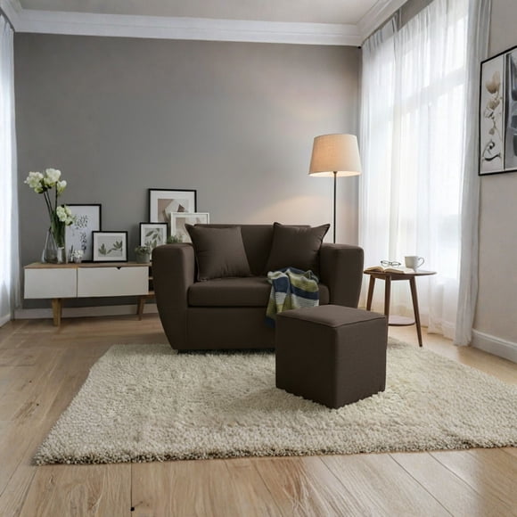 Sofa Kansas 2C+1 Pouf Tela Tela Chocolate