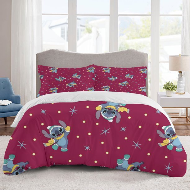Stitch Bedding Sets Cartoon Duvet Cover Lightweight 3 Piece Bet Sets for Kids Boys Girls