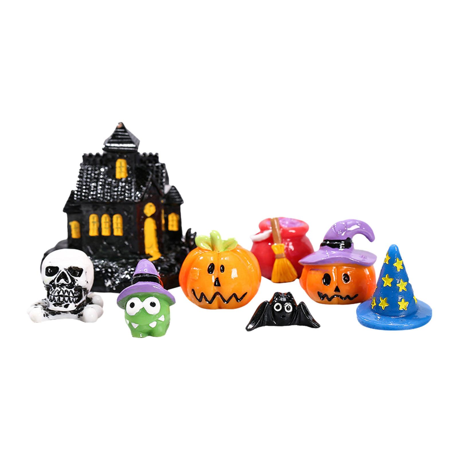 Magideal - 8X Juego De Jardín De Hadas En Miniatura De Halloween, Colecciones De Micropaisaje, Accesorios De Pueblo De Halloween Para Decoración De Macetas, Bons